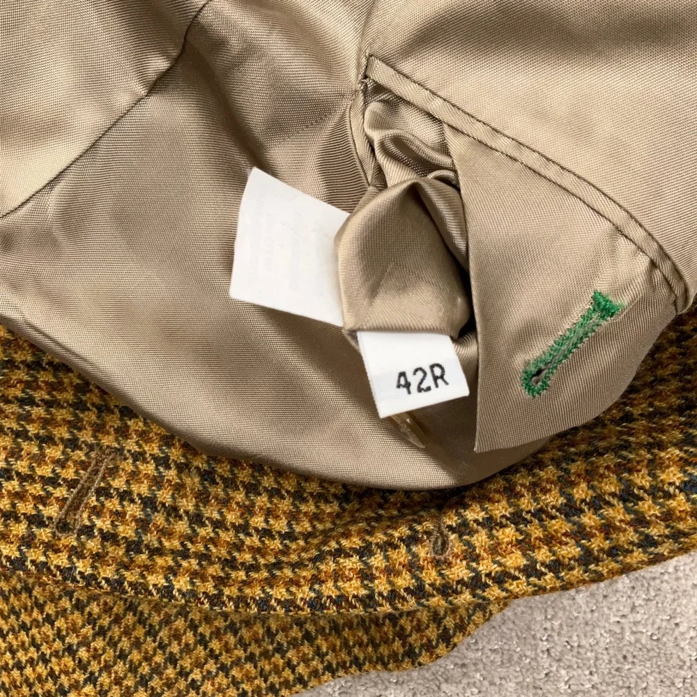 Tommy Hilfiger Blazer Men 42R Gold Rust Houndstooth Classic‎ American Jacket